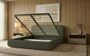 Design gestoffeerd bed Arosa in Bouclé met opbergruimte