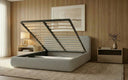Design gestoffeerd bed Arosa in Bouclé met opbergruimte