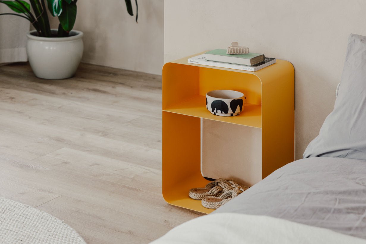 Nachtkastje Damio – Minimalistisch ontwerp van gepoedercoat Metaal