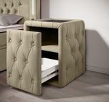 Josy Nachttisch Samt Beige open