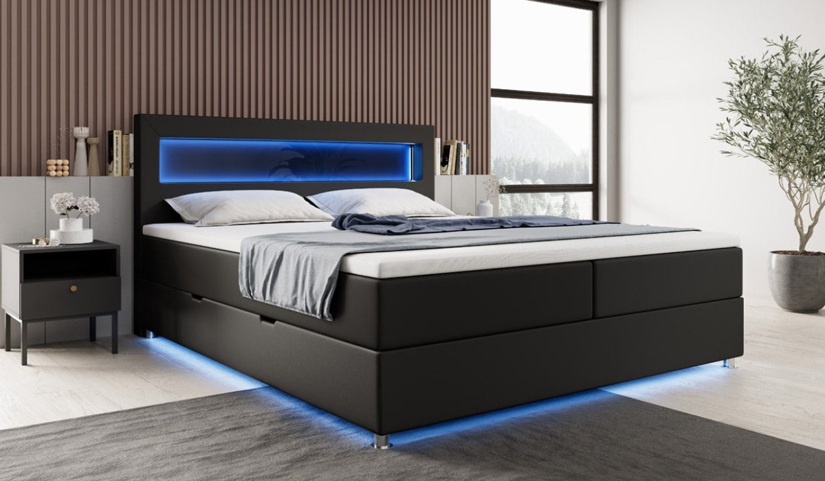 Boxspringbett Relax met LED, opbergruimte en USB/C