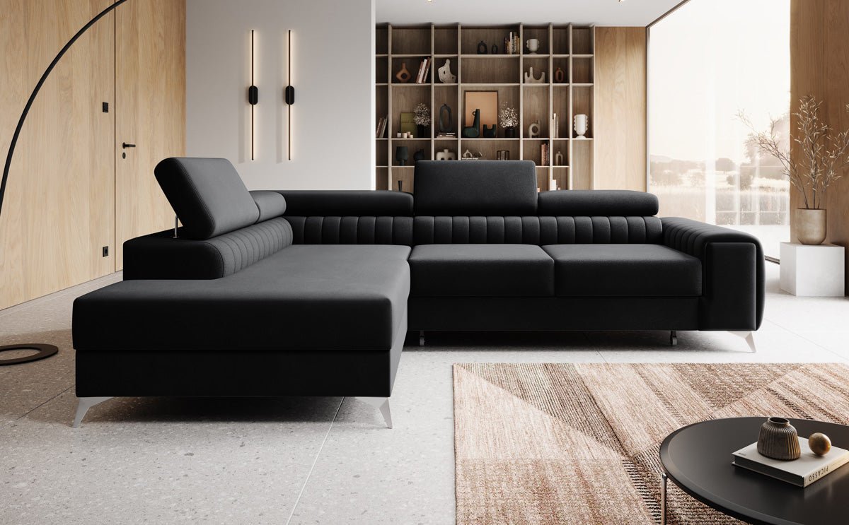 Designerbank Aurea L met slaap- en klapfunctie in Fluweel