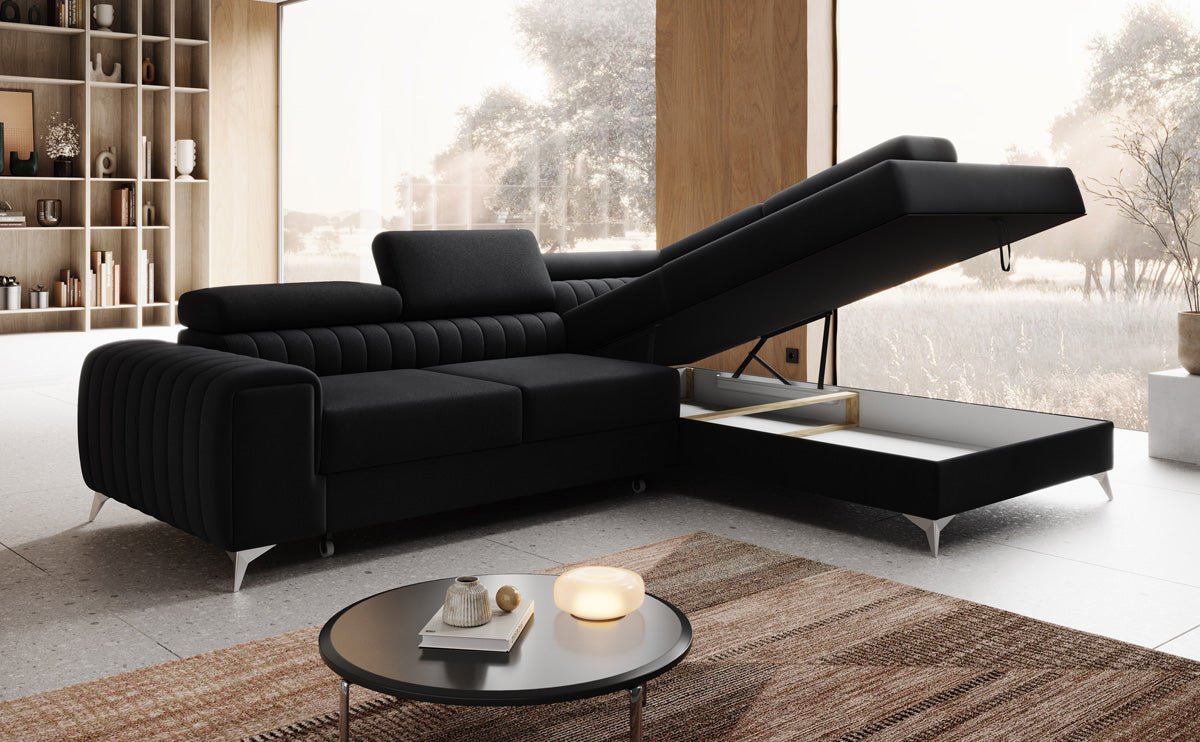 Designerbank Aurea L met slaap- en klapfunctie in Fluweel