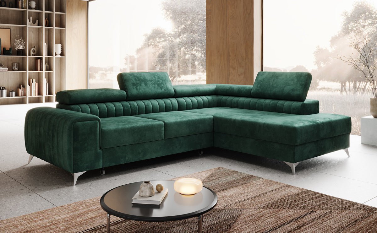 Designerbank Aurea L met slaap- en klapfunctie in Fluweel