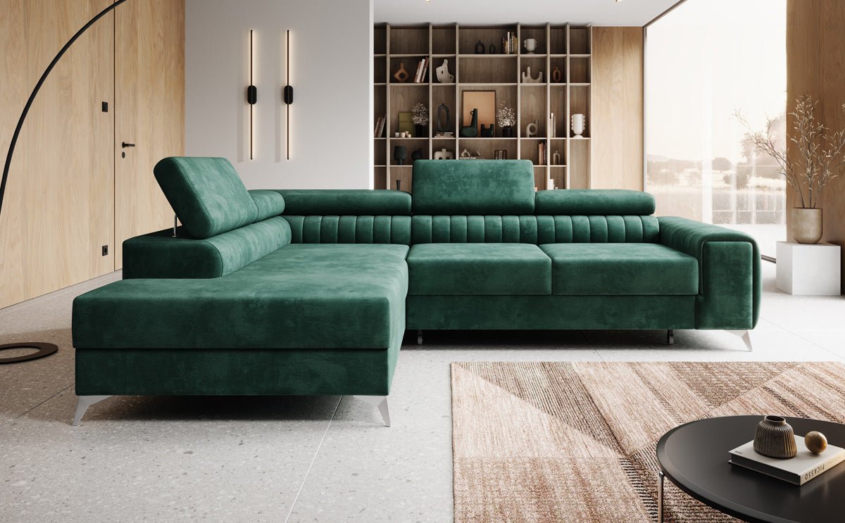Designerbank Aurea L met slaap- en klapfunctie in Fluweel