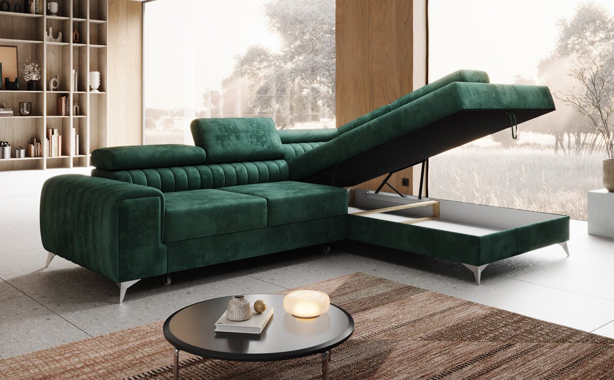 Designerbank Aurea L met slaap- en klapfunctie in Fluweel