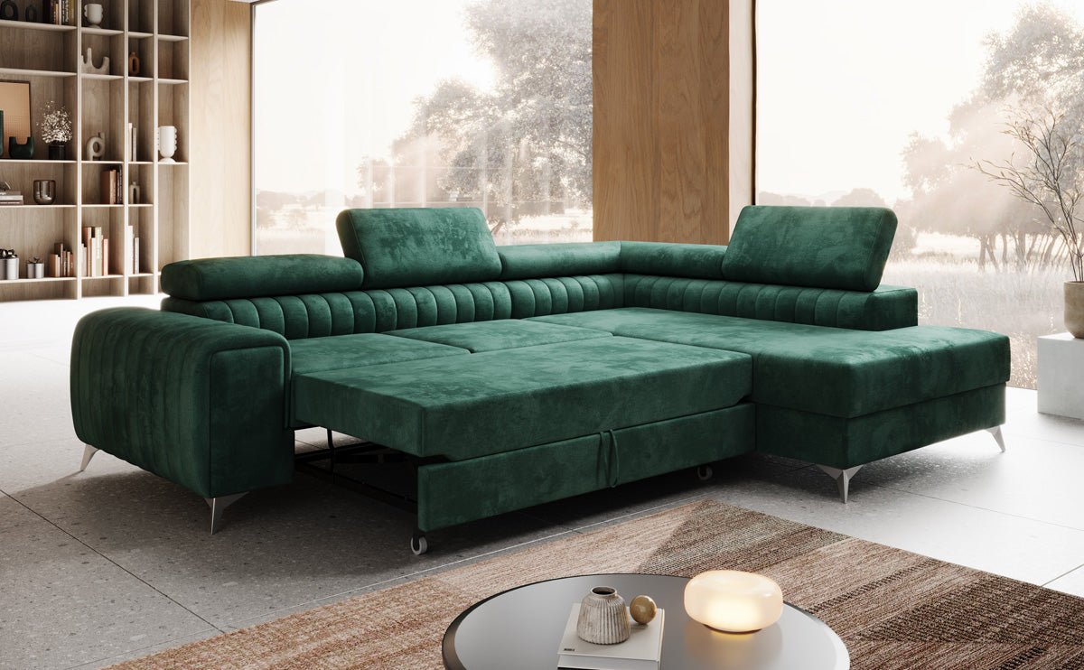 Designerbank Aurea L met slaap- en klapfunctie in Fluweel