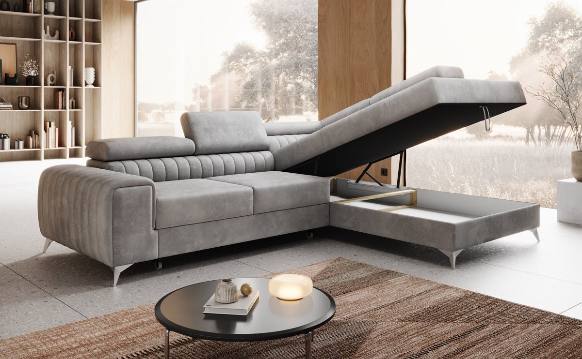 Designerbank Aurea L met slaap- en klapfunctie in Fluweel