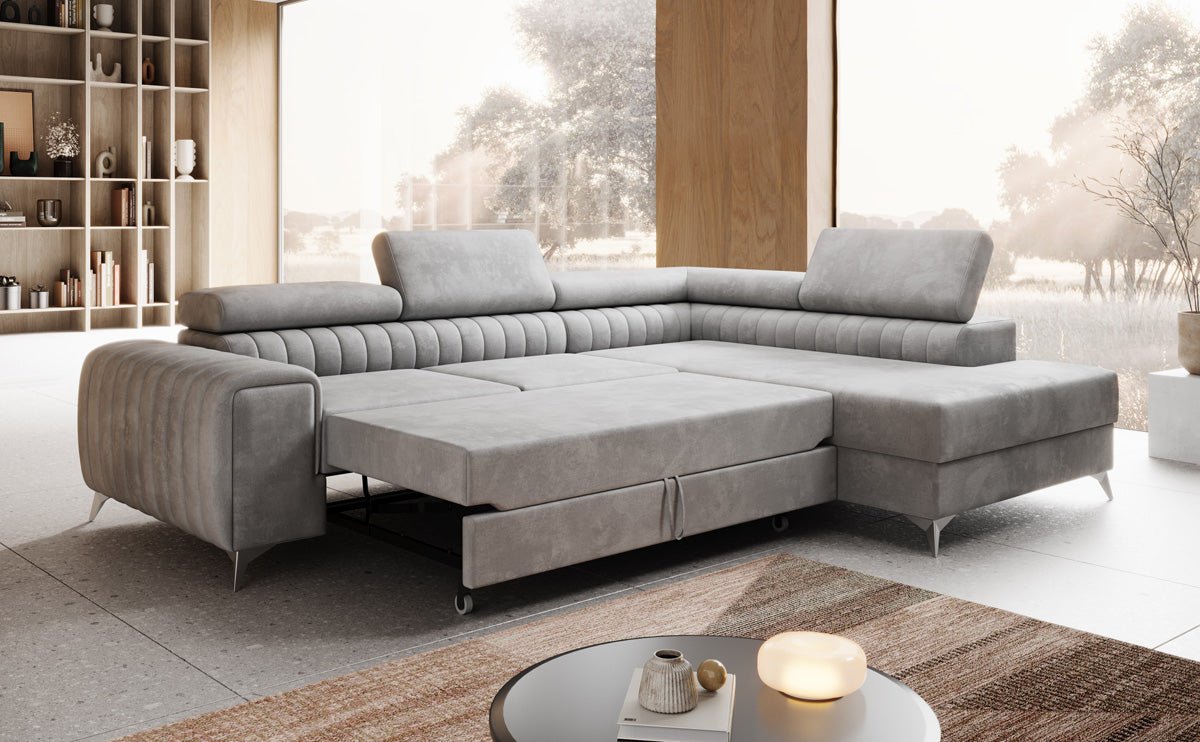 Designerbank Aurea L met slaap- en klapfunctie in Fluweel