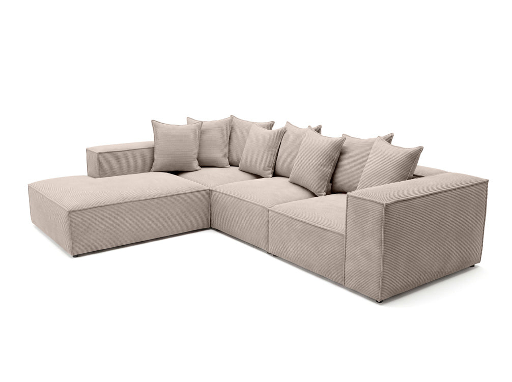 Designbank Largo met lange ottomane in Ribstof