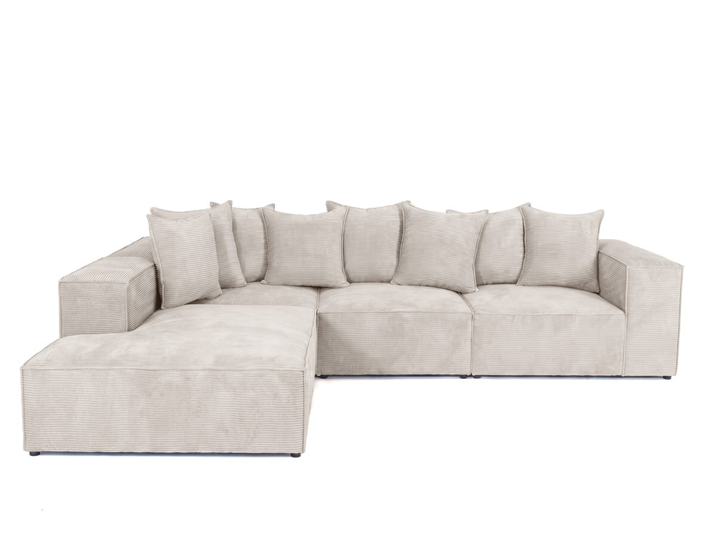 Designbank Largo met lange ottomane in Ribstof
