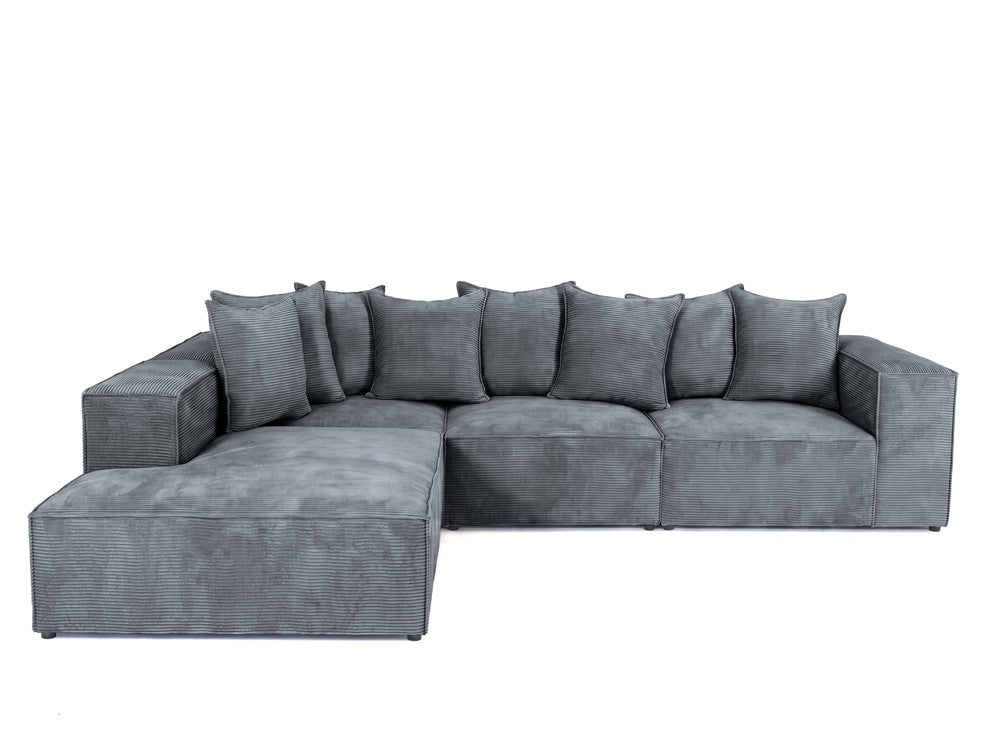 Designbank Largo met lange ottomane in Ribstof