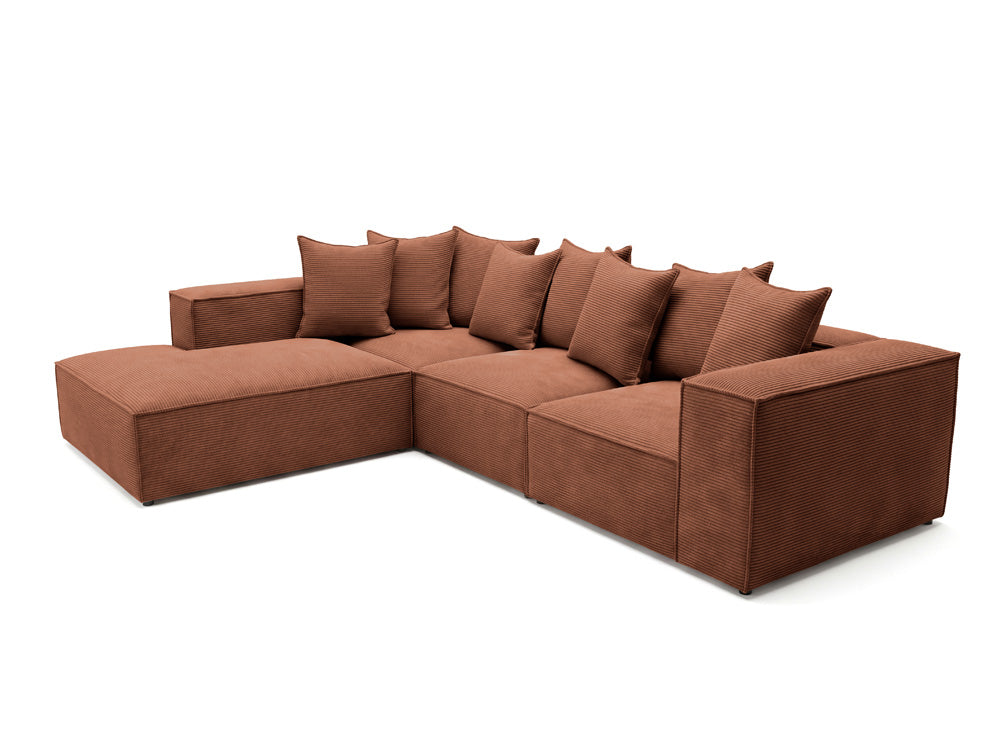 Designbank Largo met lange ottomane in Ribstof