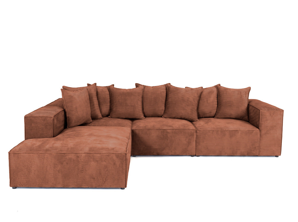 Designbank Largo met lange ottomane in Ribstof
