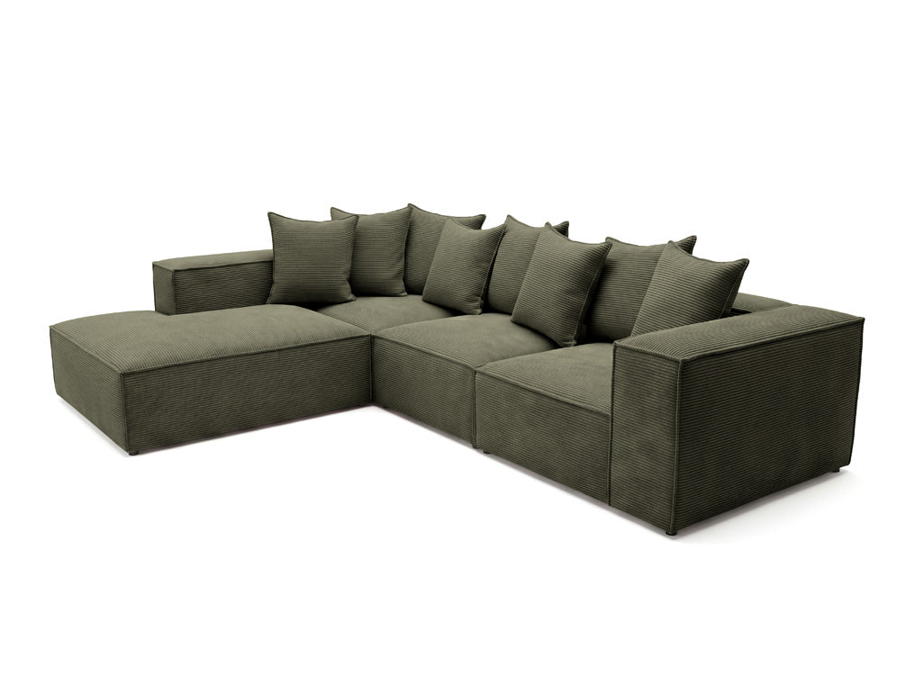 Designbank Largo met lange ottomane in Ribstof