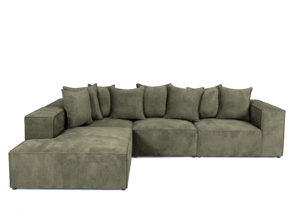 Designbank Largo met lange ottomane in Ribstof