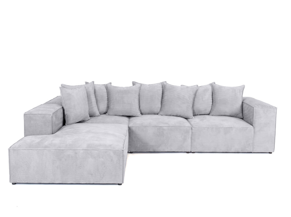 Designbank Largo met lange ottomane in Ribstof