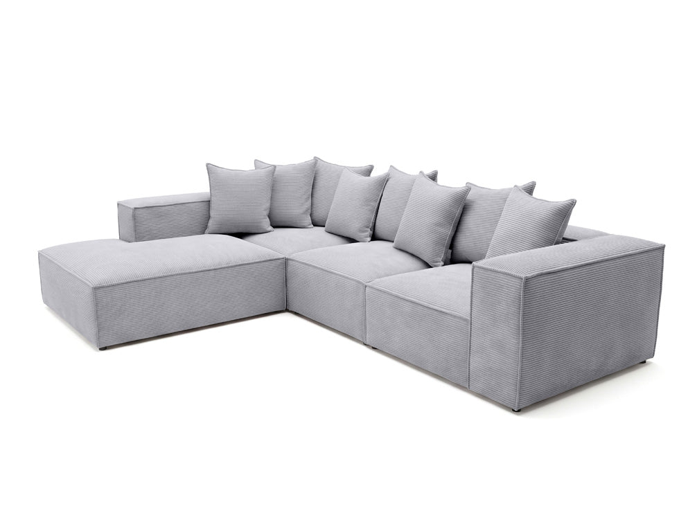 Designbank Largo met lange ottomane in Ribstof