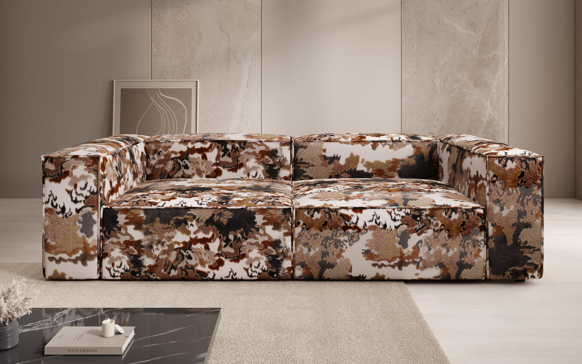 Designer bank Lesley 3-zits - jacquard met aquarelpatroon