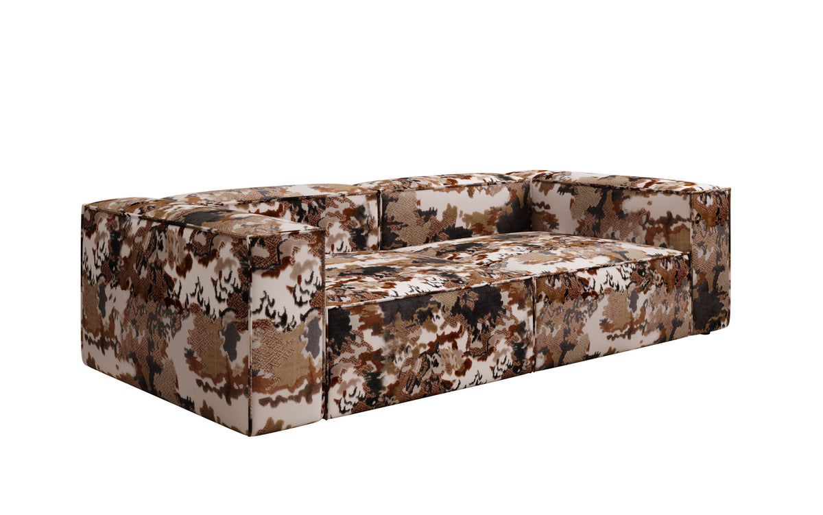 Designer bank Lesley 3-zits - jacquard met aquarelpatroon