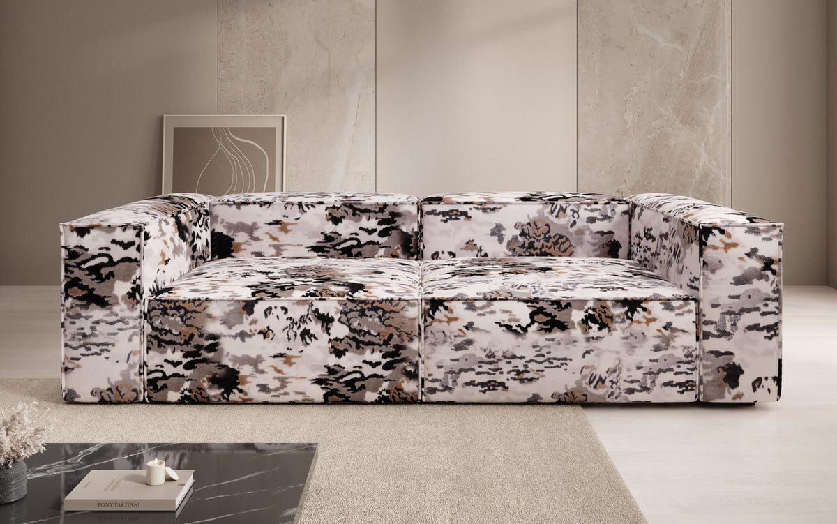 Designer bank Lesley 3-zits - jacquard met aquarelpatroon