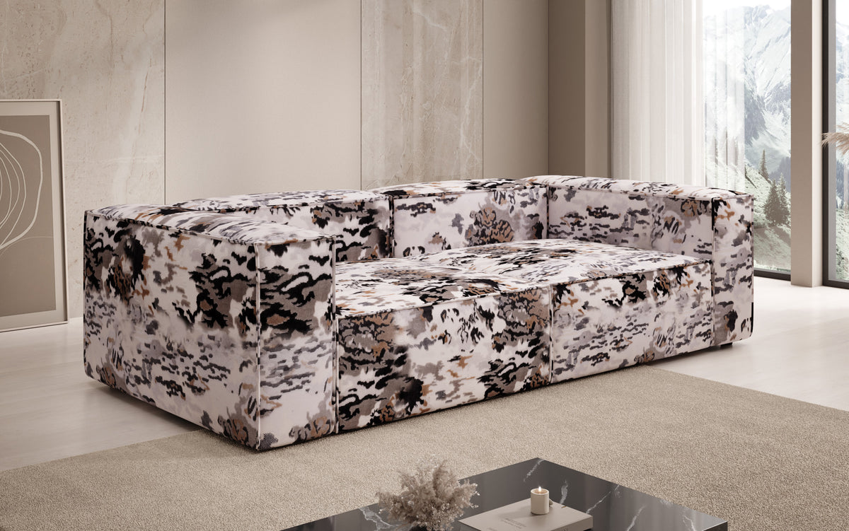 Designer bank Lesley 3-zits - jacquard met aquarelpatroon