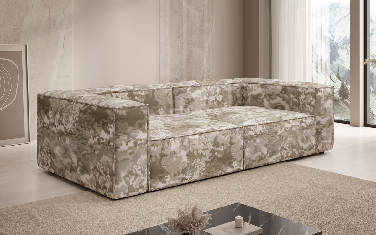 Designer bank Lesley 3-zits - jacquard met aquarelpatroon