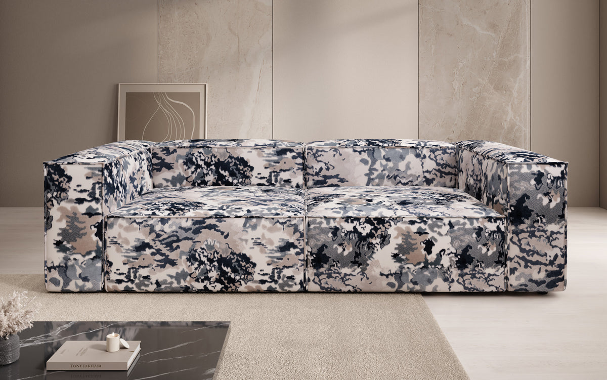 Designer bank Lesley 3-zits - jacquard met aquarelpatroon