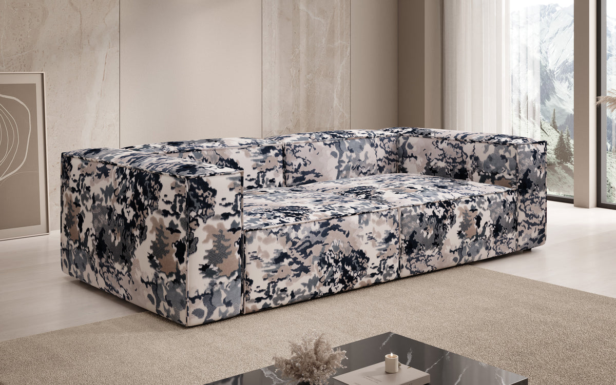 Designer bank Lesley 3-zits - jacquard met aquarelpatroon