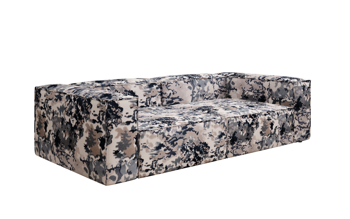 Designer bank Lesley 3-zits - jacquard met aquarelpatroon