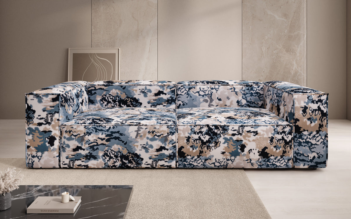 Designer bank Lesley 3-zits - jacquard met aquarelpatroon