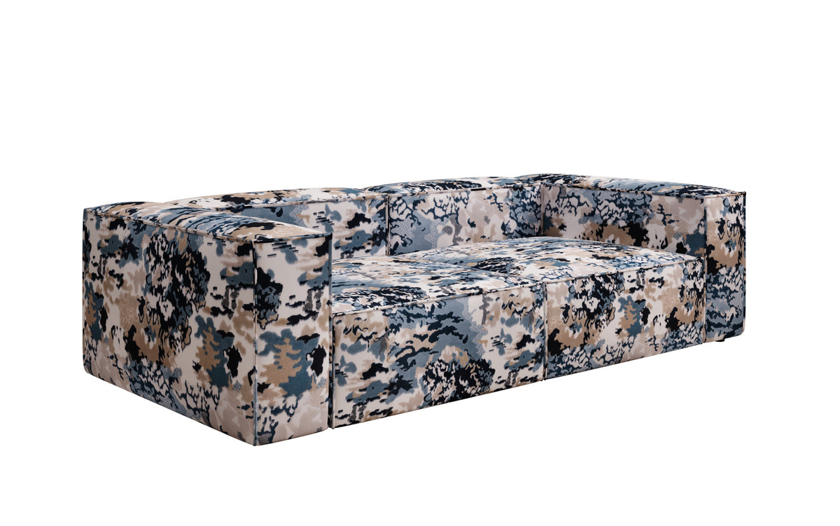 Designer bank Lesley 3-zits - jacquard met aquarelpatroon