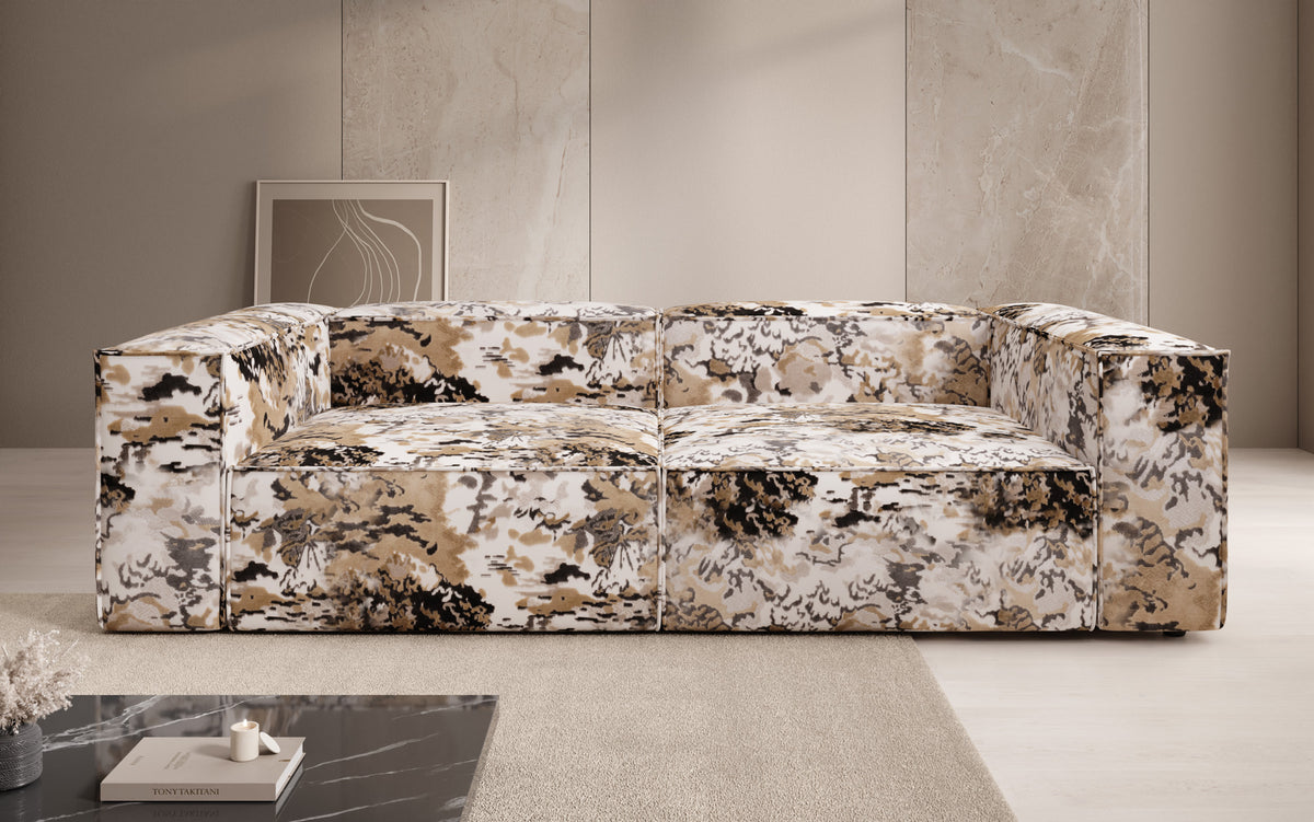 Designer bank Lesley 3-zits - jacquard met aquarelpatroon