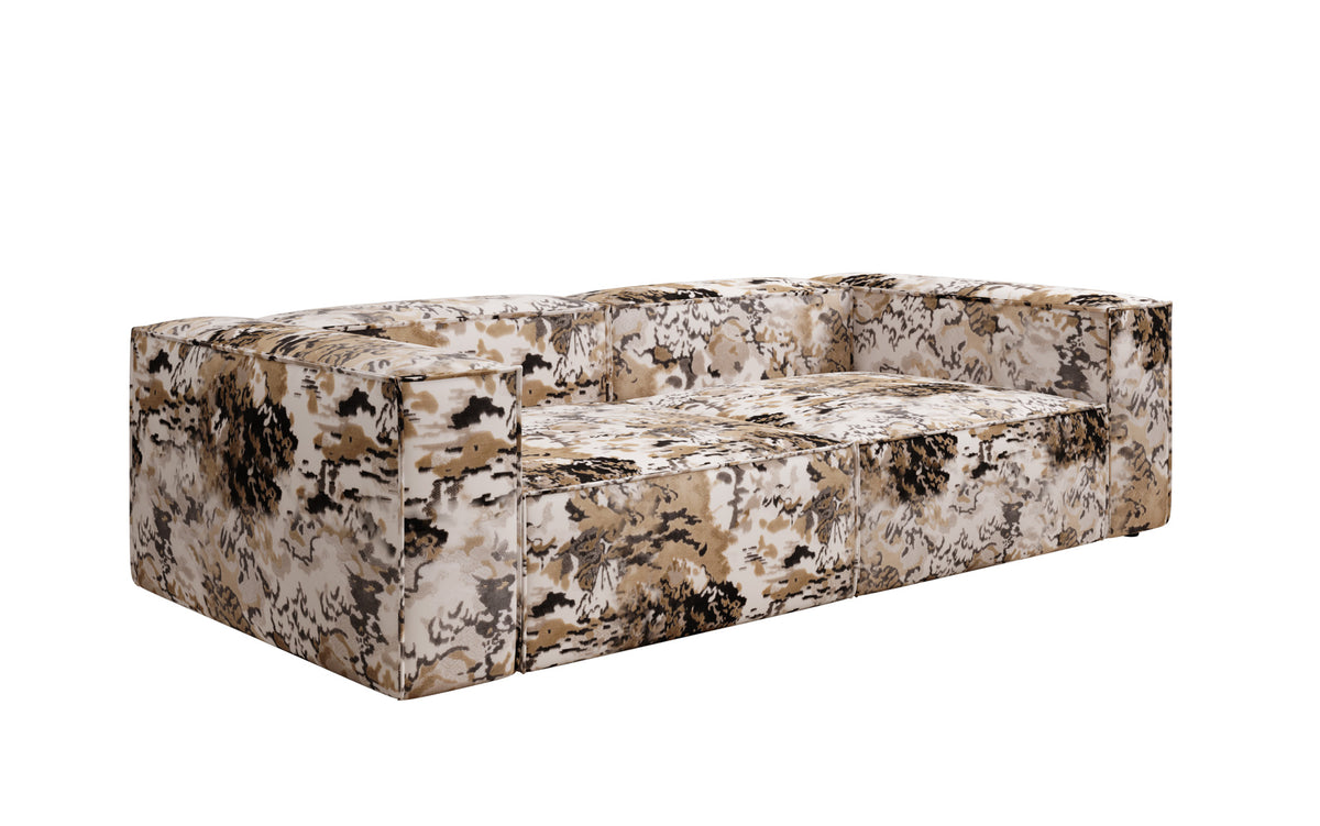 Designer bank Lesley 3-zits - jacquard met aquarelpatroon