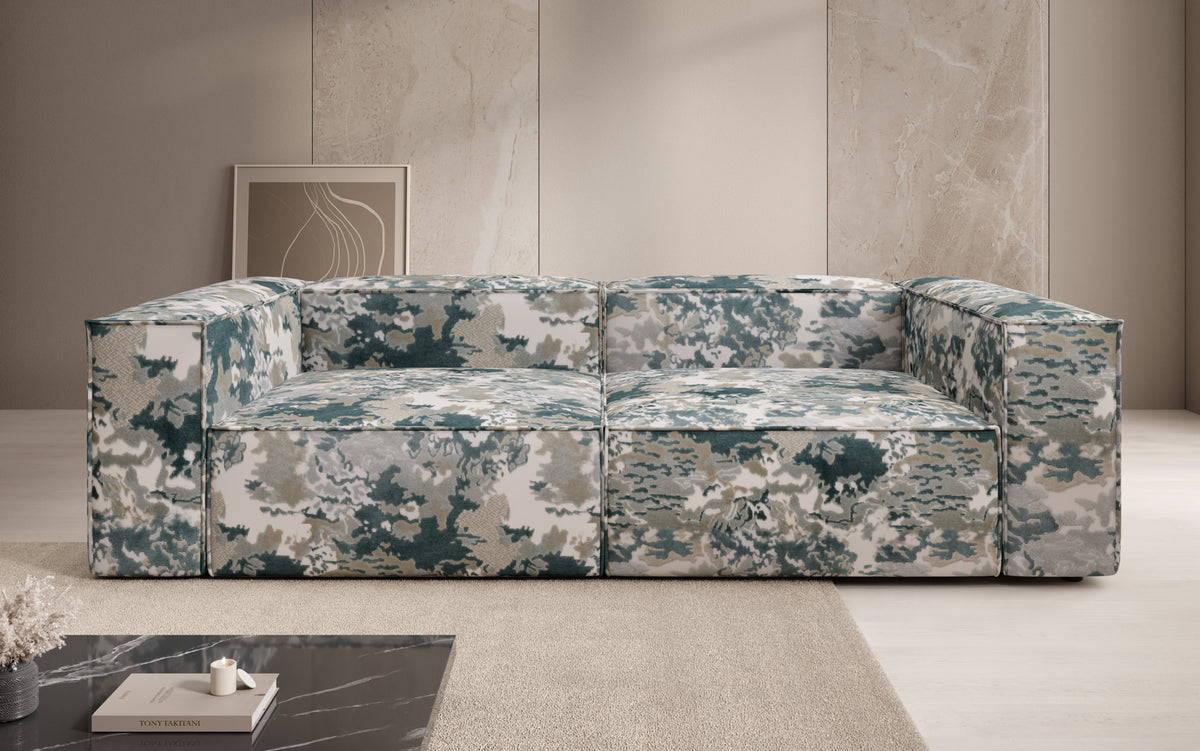 Designer bank Lesley 3-zits - jacquard met aquarelpatroon