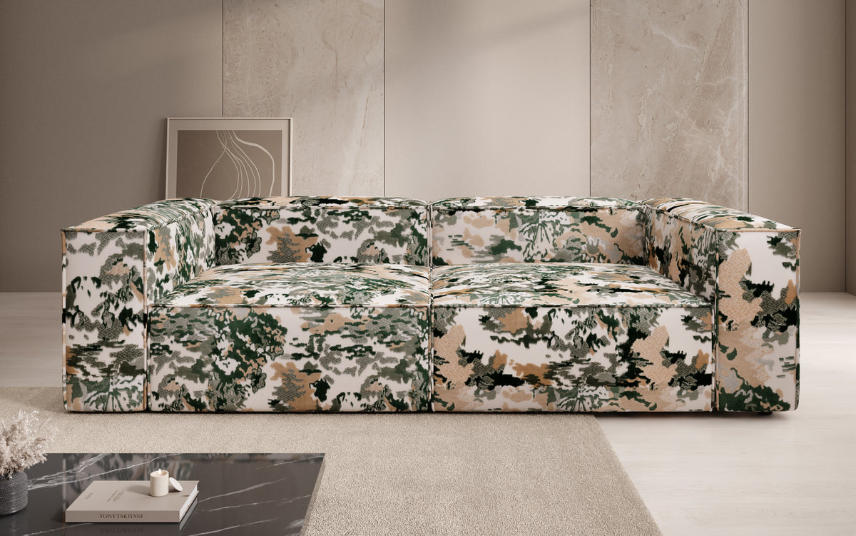 Designer bank Lesley 3-zits - jacquard met aquarelpatroon