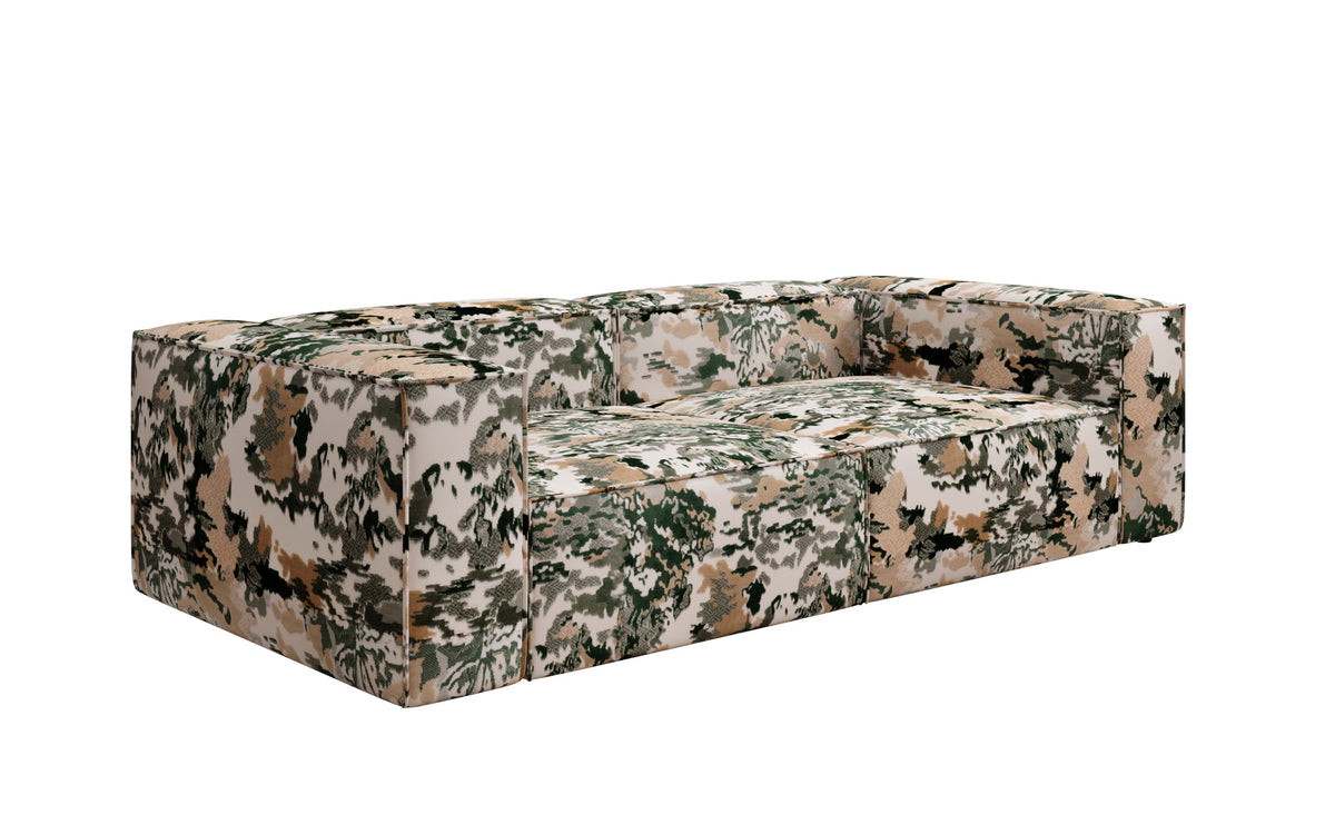 Designer bank Lesley 3-zits - jacquard met aquarelpatroon