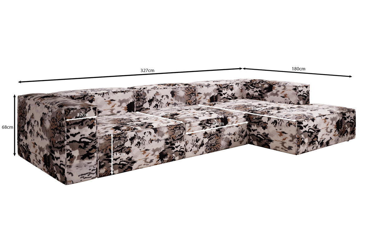 Designer hoekbank Lesley - jacquard met aquarelpatroon