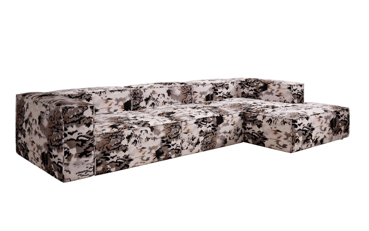 Designer hoekbank Lesley - jacquard met aquarelpatroon