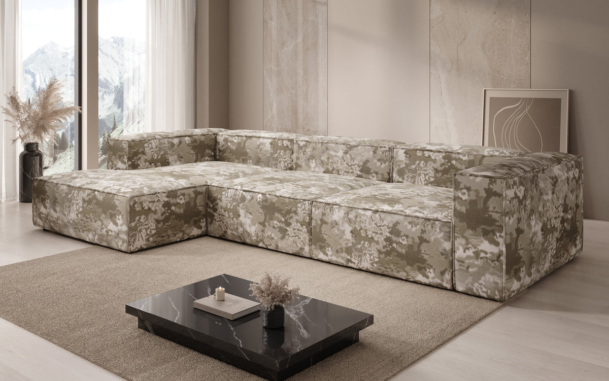 Designer hoekbank Lesley - jacquard met aquarelpatroon