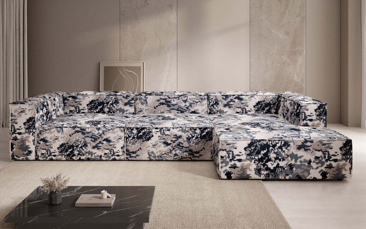 Designer hoekbank Lesley - jacquard met aquarelpatroon