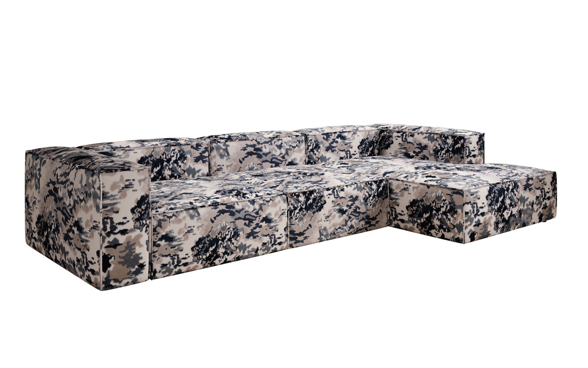 Designer hoekbank Lesley - jacquard met aquarelpatroon