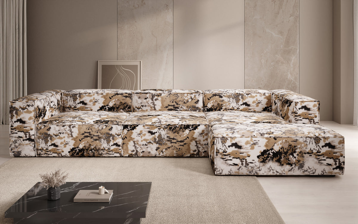 Designer hoekbank Lesley - jacquard met aquarelpatroon