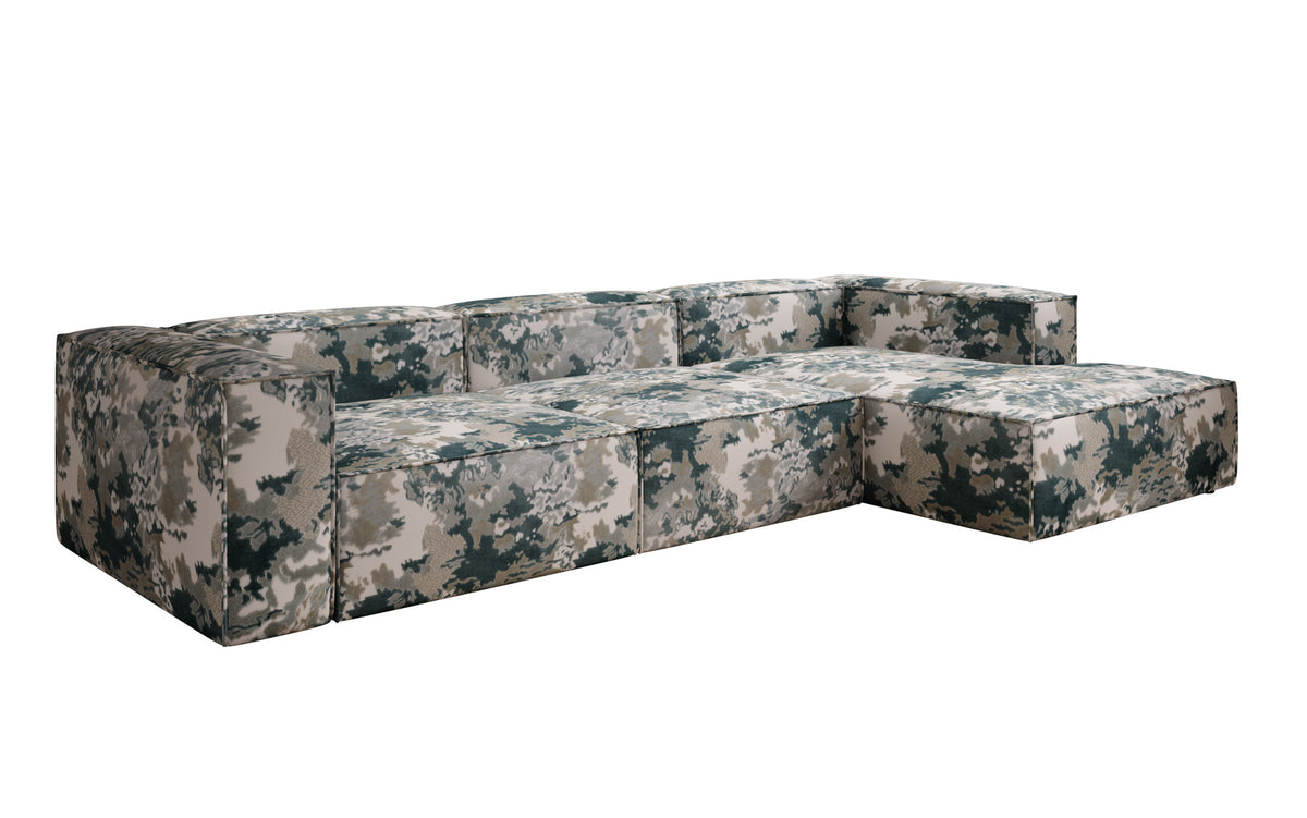 Designer hoekbank Lesley - jacquard met aquarelpatroon