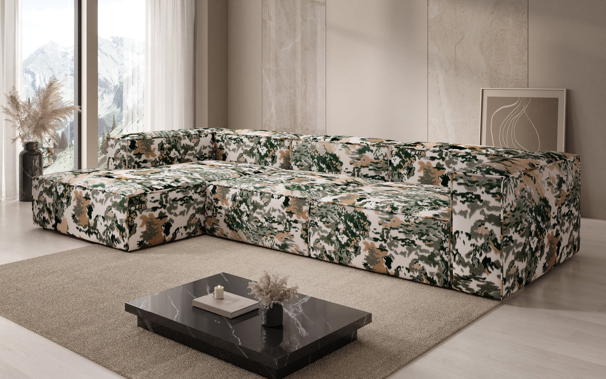 Designer hoekbank Lesley - jacquard met aquarelpatroon