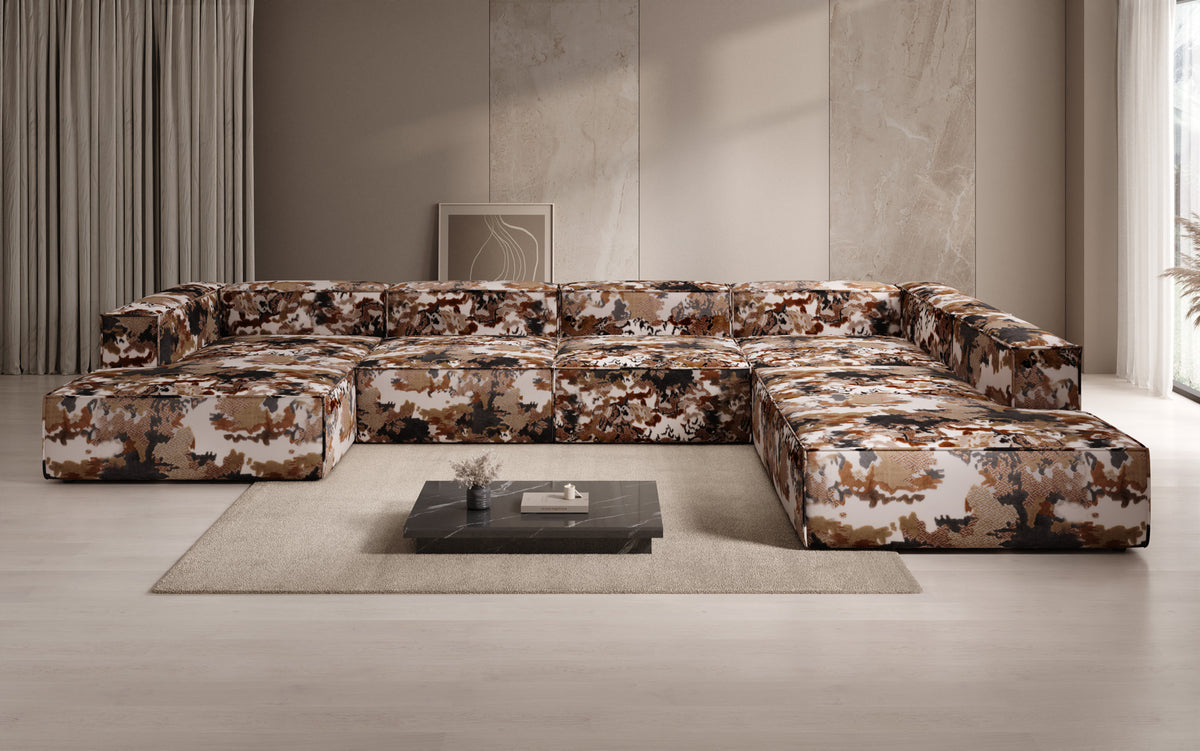 Designer bank Lesley U XXL - jacquard met aquarelpatroon