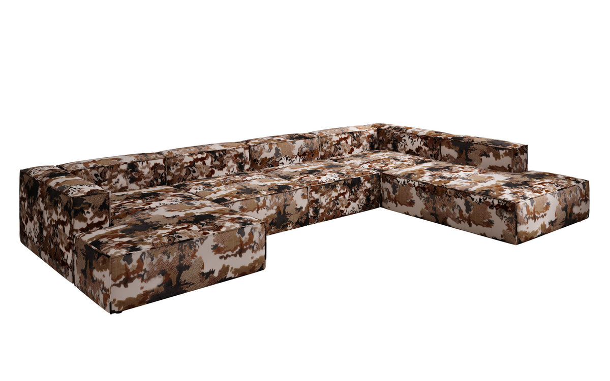 Designer bank Lesley U XXL - jacquard met aquarelpatroon