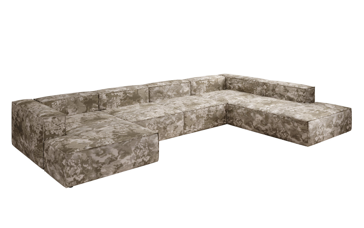Designer bank Lesley U XXL - jacquard met aquarelpatroon