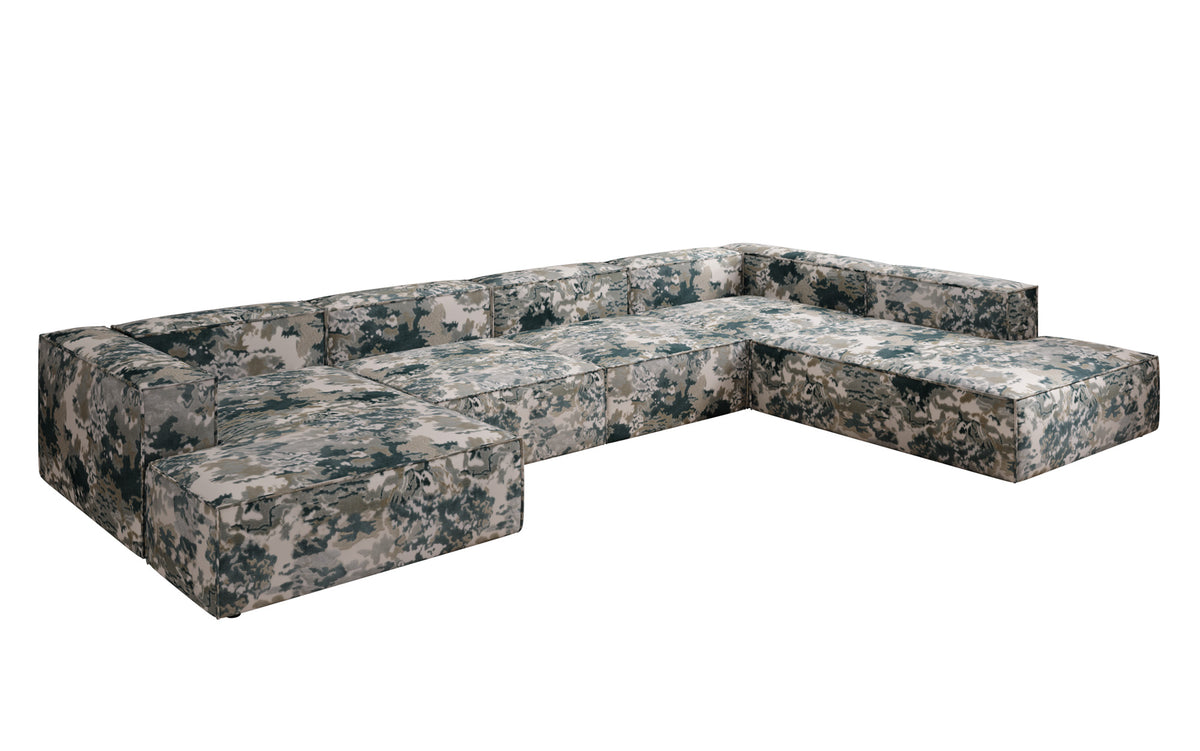 Designer bank Lesley U XXL - jacquard met aquarelpatroon