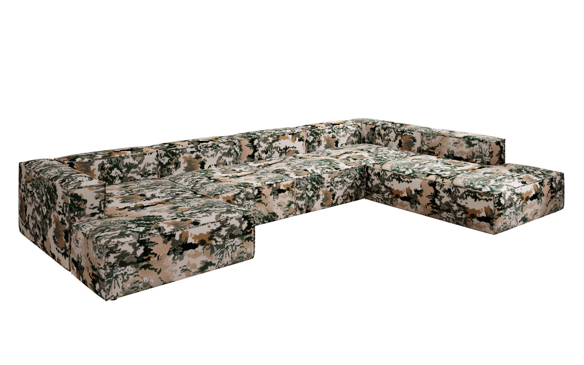 Designer bank Lesley U XXL - jacquard met aquarelpatroon